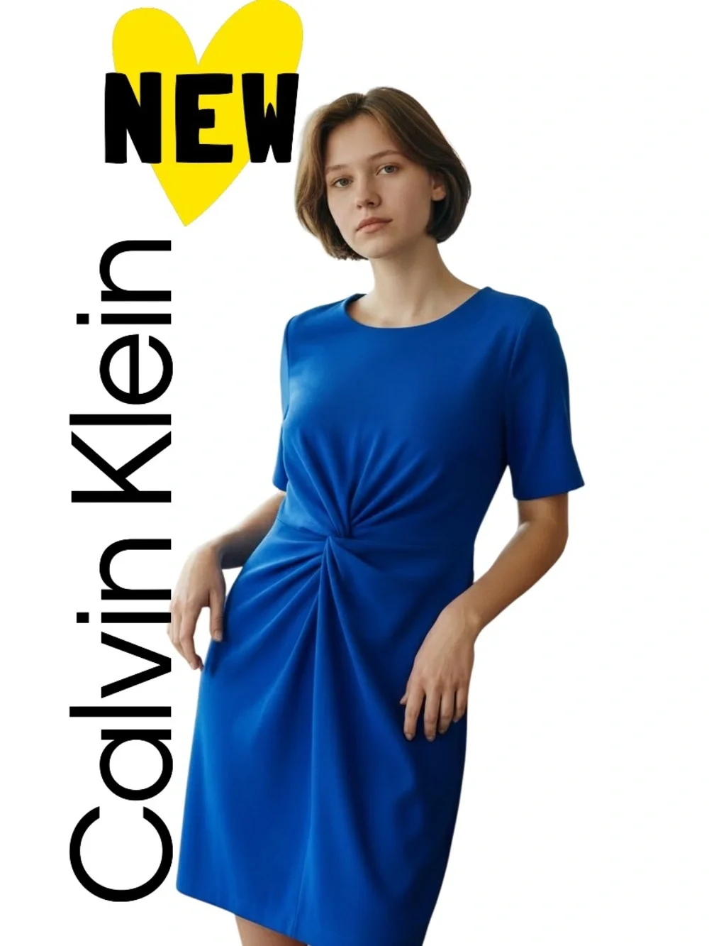 NWT 💙 Royal blue Calvin Klein Twist dress elbow length work dress size 12 new - Picture 1 of 10